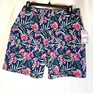 Nwt Stella Parker Sz 8 Navy Floral Shorts